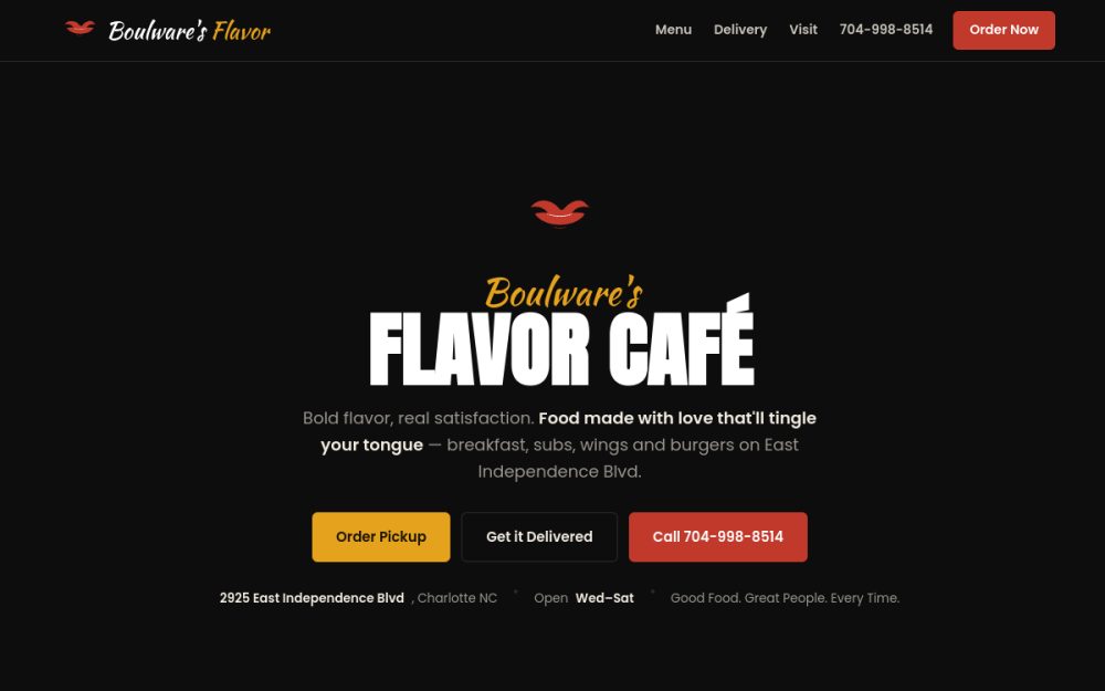 Boulware's Flavor Cafe restaurant site